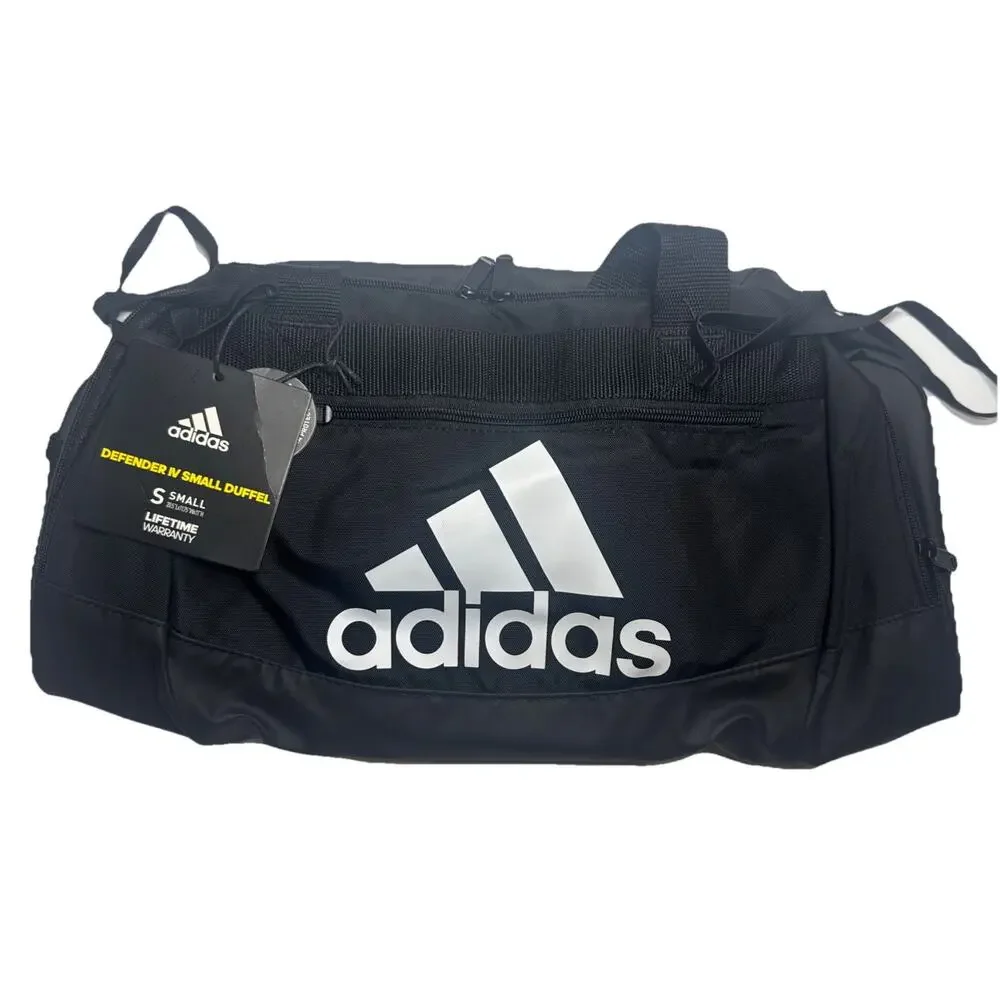 NEW Adidas Defender IV Small Duffel Bag Black Water Resistant Gym Travel
